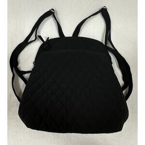Vera Bradley Backpack Black Quilted Black Interior Travel School Backpack EUC